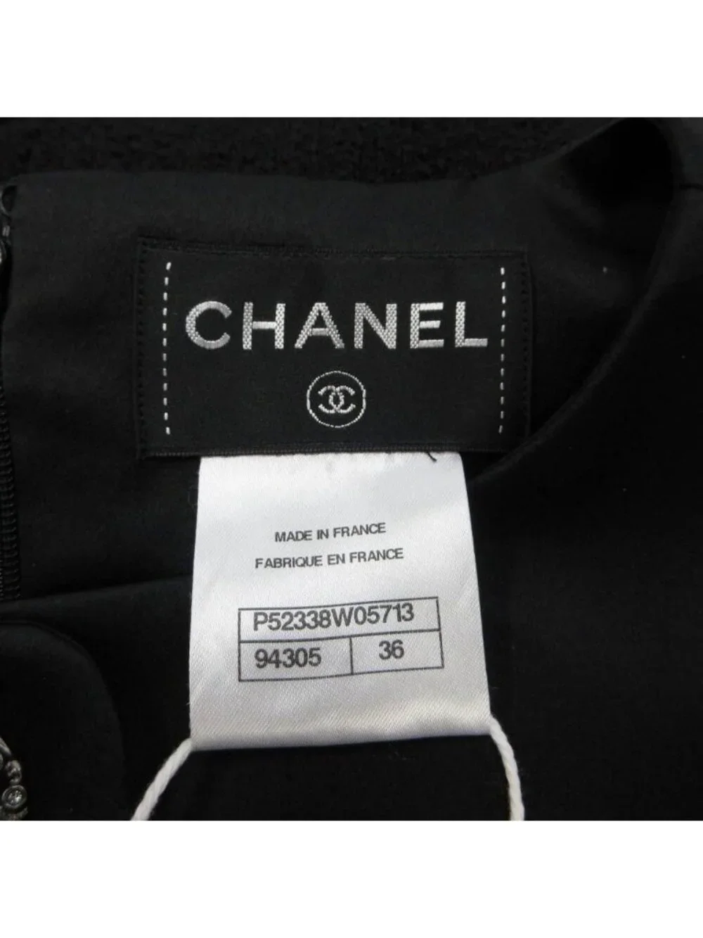 Chanel Dress Tweed Wool Bijou 36 Black Knee Length Short Sleeve PP